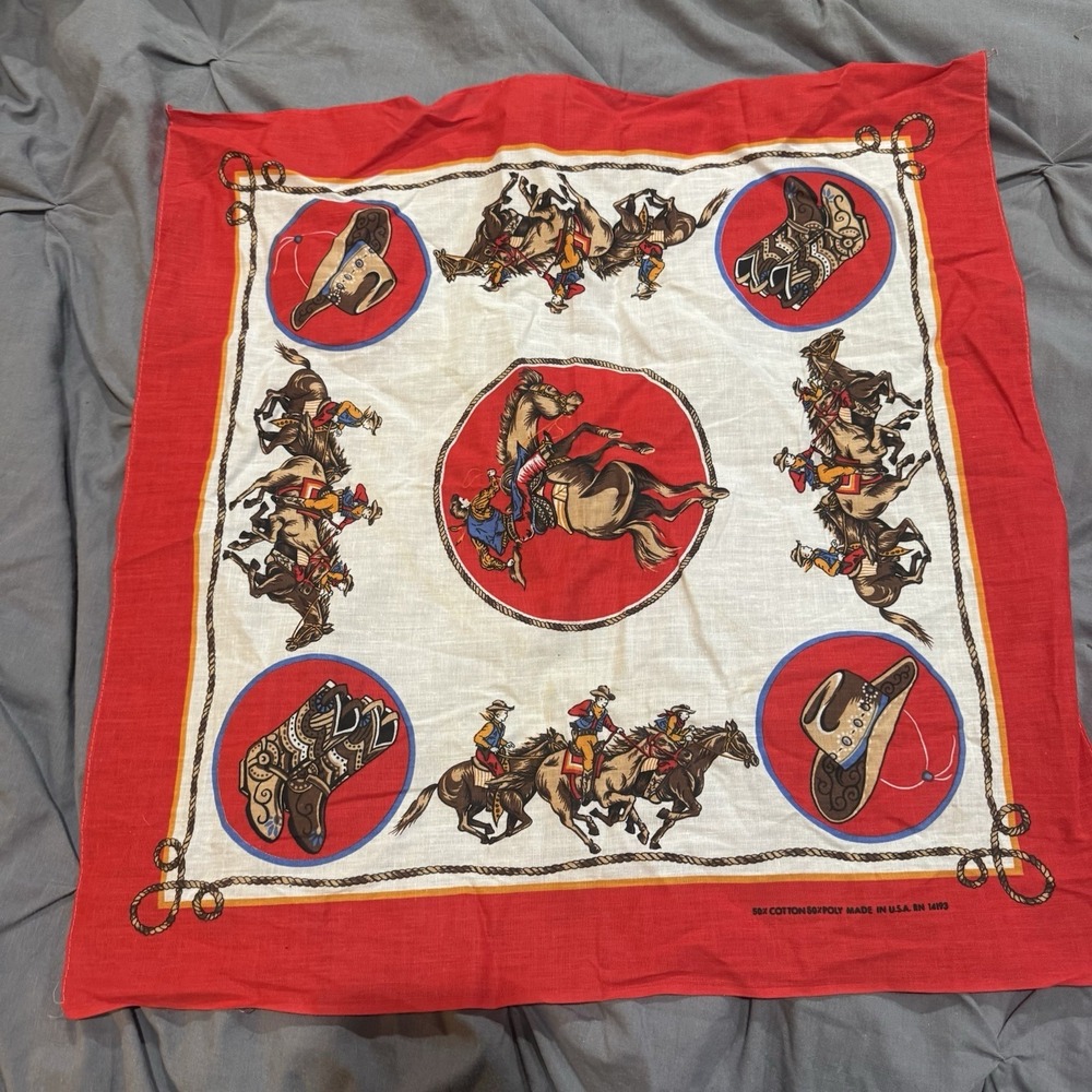 Vintage Red Western Cowboy Bandana Scarf - Unbranded